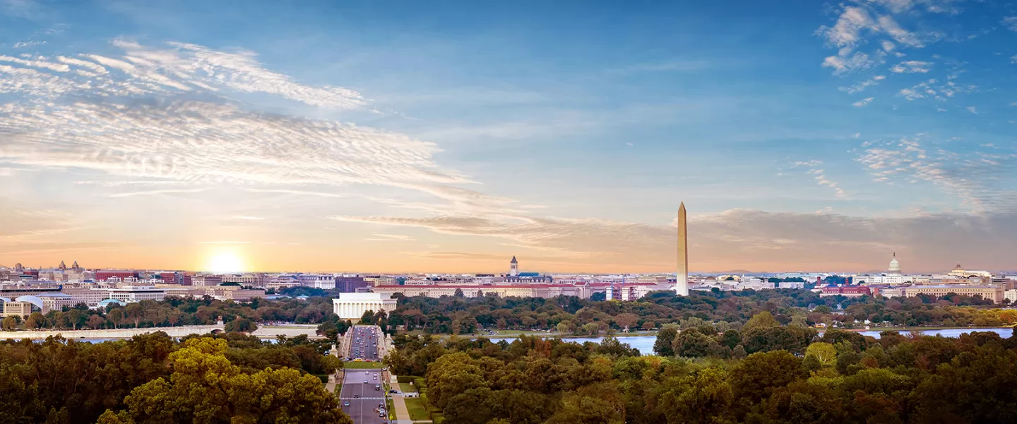 Washington DC skyline and the National Mall